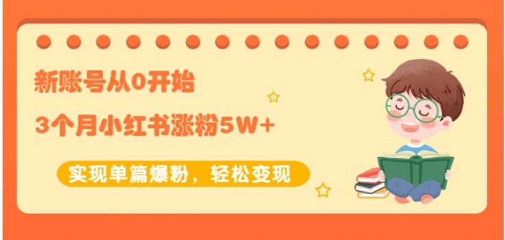 新账号从0开始3个月小红书涨粉5W 实现单篇爆粉，轻松变现（干货）-启创网