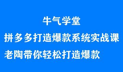 牛气学堂拼多多打造爆款系统实战课，老陶带你轻松打造爆款-启创网