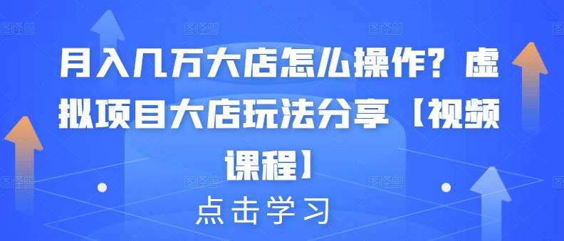 月入几万大店怎么操作？虚拟项目大店玩法分享【视频课程】-启创网