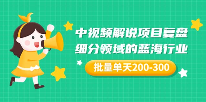 某付费文章：中视频解说项目复盘：细分领域的蓝海行业 批量单天200-300收益-启创网