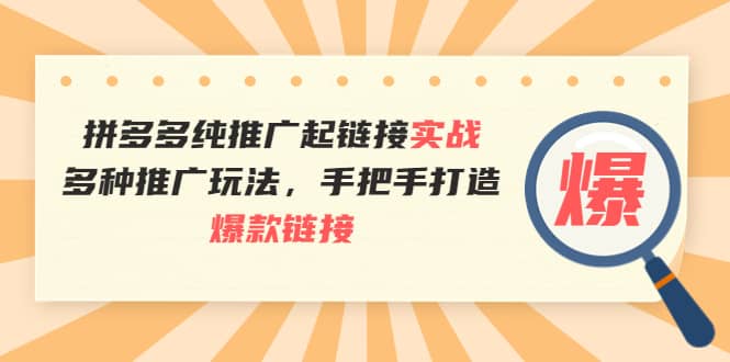 拼多多纯推广起链接实战：多种推广玩法，手把手打造爆款链接-启创网