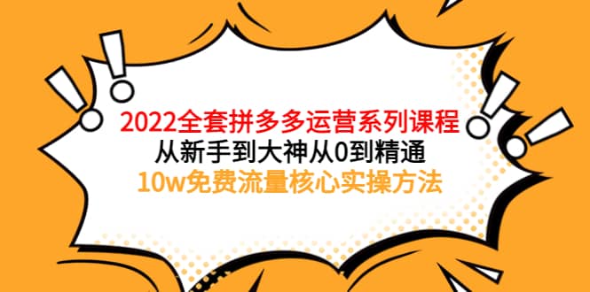 2022全套拼多多运营课程，从新手到大神从0到精通，10w免费流量核心实操方法-启创网