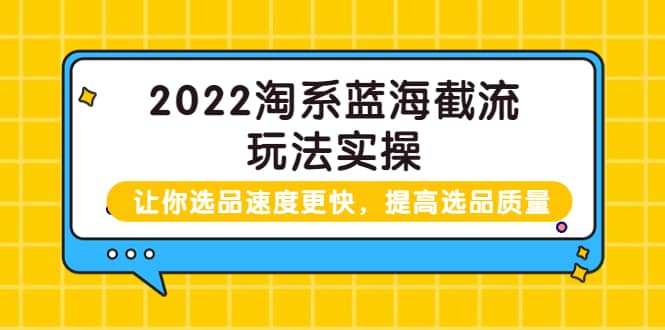 2022淘系蓝海截流玩法实操：让你选品速度更快，提高选品质量（价值599）-启创网