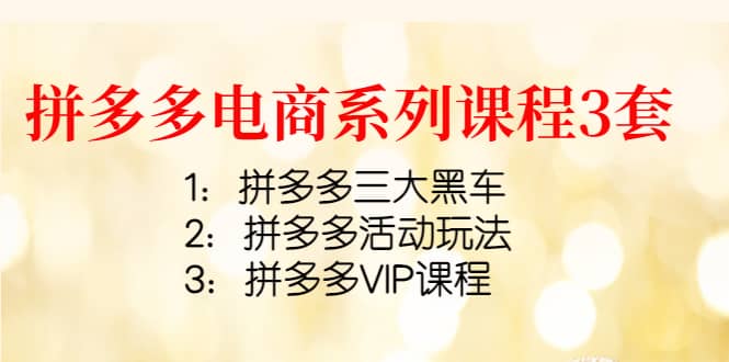 拼多多电商系列课程3套：拼多多三大黑车 拼多多活动玩法 拼多多VIP课程-启创网