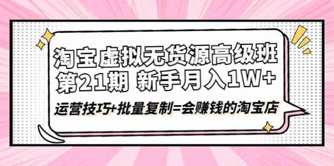 淘宝虚拟无货源高级班【第21期】运营技巧 批量复制=会赚钱的淘宝店-启创网