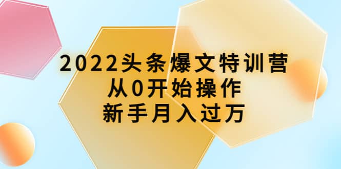 2022头条爆文特训营：从0开始操作，新手月入过万（16节课时）-启创网