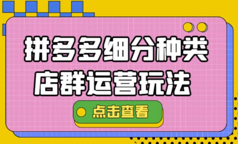 拼多多细分种类店群运营玩法3.0，11月最新玩法，小白也可以操作-启创网