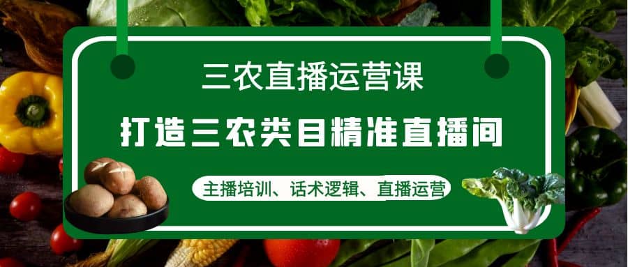 三农直播运营课：打造三农类目精准直播间，主播培训、话术逻辑、直播运营-启创网