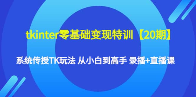 tkinter零基础变现特训【20期】系统传授TK玩法 从小白到高手 录播 直播课-启创网