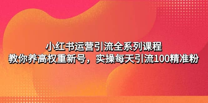 小红书运营引流全系列课程：教你养高权重新号-启创网