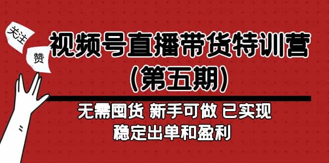 视频号直播带货特训营（第五期）无需囤货 新手可做 已实现稳定出单和盈利-启创网