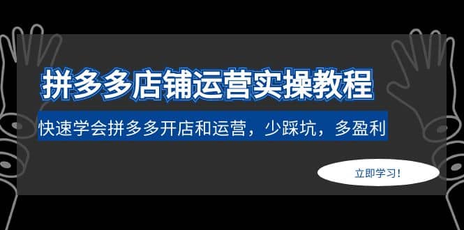 拼多多店铺运营实操教程：快速学会拼多多开店和运营，少踩坑，多盈利-启创网