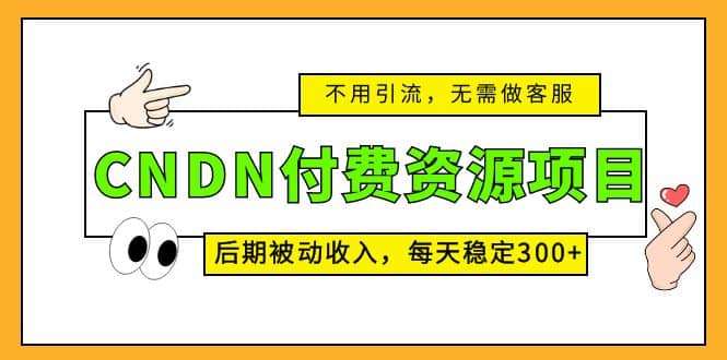 CNDN付费资源项目，不用引流，无需做客服，后期被动收入-启创网