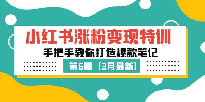 小红书涨粉变现特训·第6期，手把手教你打造爆款笔记（3月新课）-启创网