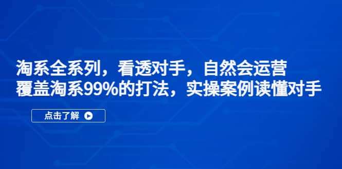 淘系全系列，看透对手，自然会运营，覆盖淘系99%·打法，实操案例读懂对手-启创网