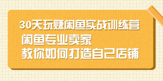 30天玩赚闲鱼实战训练营，闲鱼专业卖家教你如何打造自己店铺-启创网