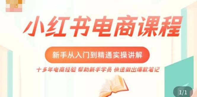 小红书电商新手入门到精通实操课，从入门到精通做爆款笔记，开店运营-启创网