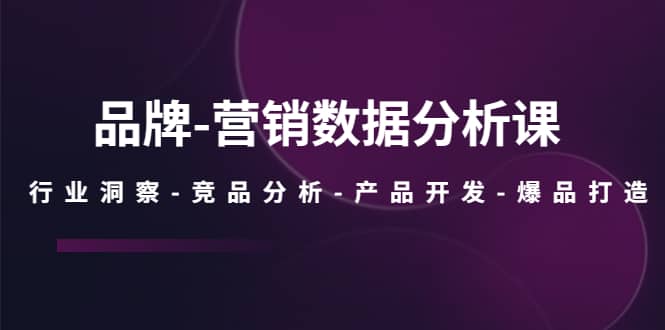 品牌-营销数据分析课，行业洞察-竞品分析-产品开发-爆品打造-启创网