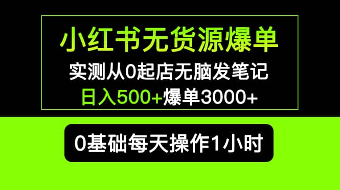 小红书无货源爆单 实测从0起店无脑发笔记爆单3000 长期项目可多店-启创网