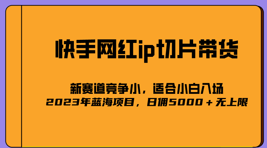 2023爆火的快手网红IP切片，号称日佣5000＋的蓝海项目，二驴的独家授权-启创网