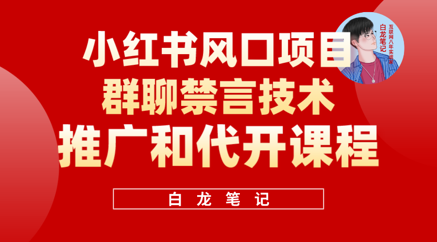 小红书风口项目日入300 ，小红书群聊禁言技术代开项目，适合新手操作-启创网