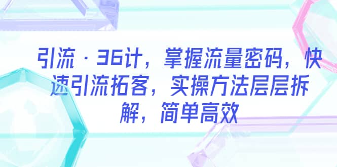 引流·36计，掌握流量密码，快速引流拓客，实操方法层层拆解，简单高效-启创网