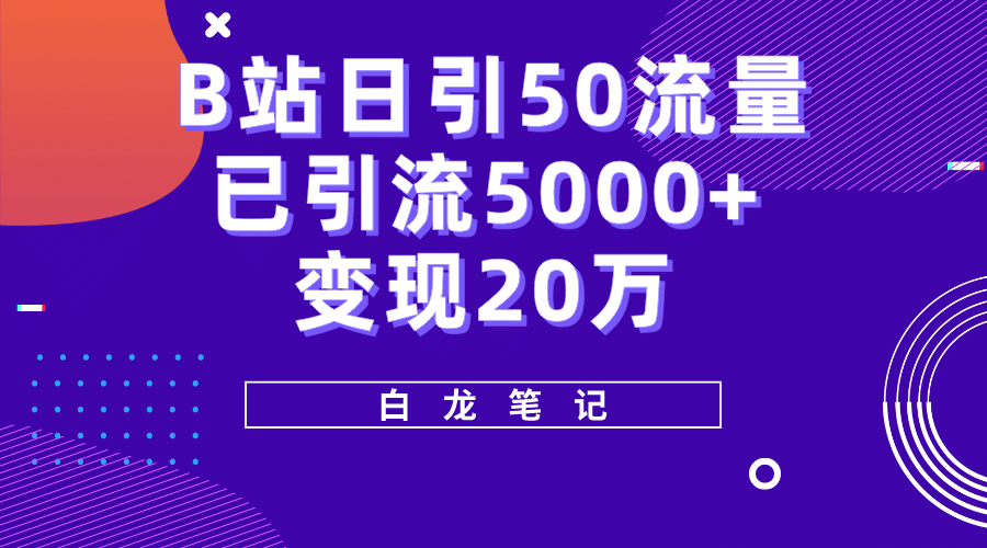 B站日引50 流量，实战已引流5000 变现20万，超级实操课程-启创网