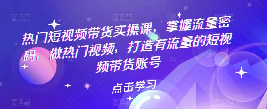 热门短视频带货实战 掌握流量密码 做热门视频 打造有流量的短视频带货账号-启创网