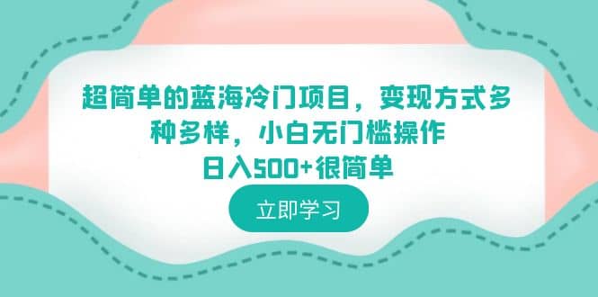 超简单的蓝海冷门项目，变现方式多种多样，小白无门槛操作日入500 很简单-启创网