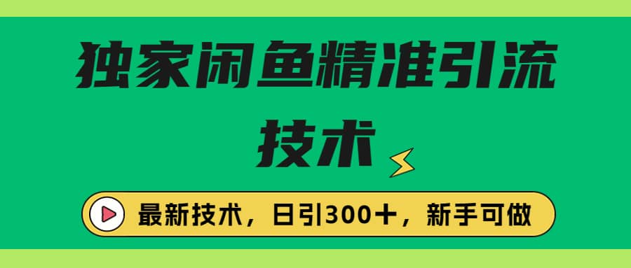 独家闲鱼引流技术，日引300＋实战玩法-启创网