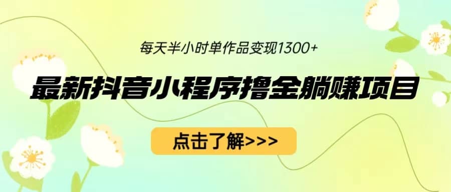 最新抖音小程序撸金躺赚项目，一部手机每天半小时，单个作品变现1300-启创网