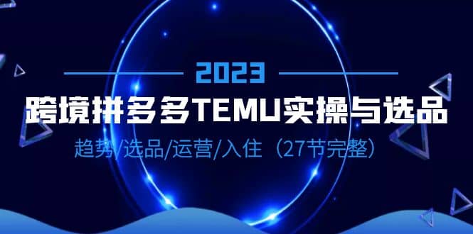 2023跨境·拼多多·TEMU实操与选品，趋势·选品·运营·入住（27节完整）-启创网