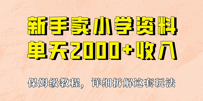 我如何通过卖小学资料，实现单天2000 ，实操项目，保姆级教程 资料 工具-启创网