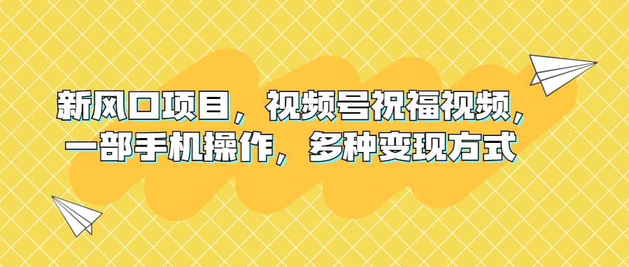 新风口项目，视频号祝福视频，一部手机操作，多种变现方式-启创网