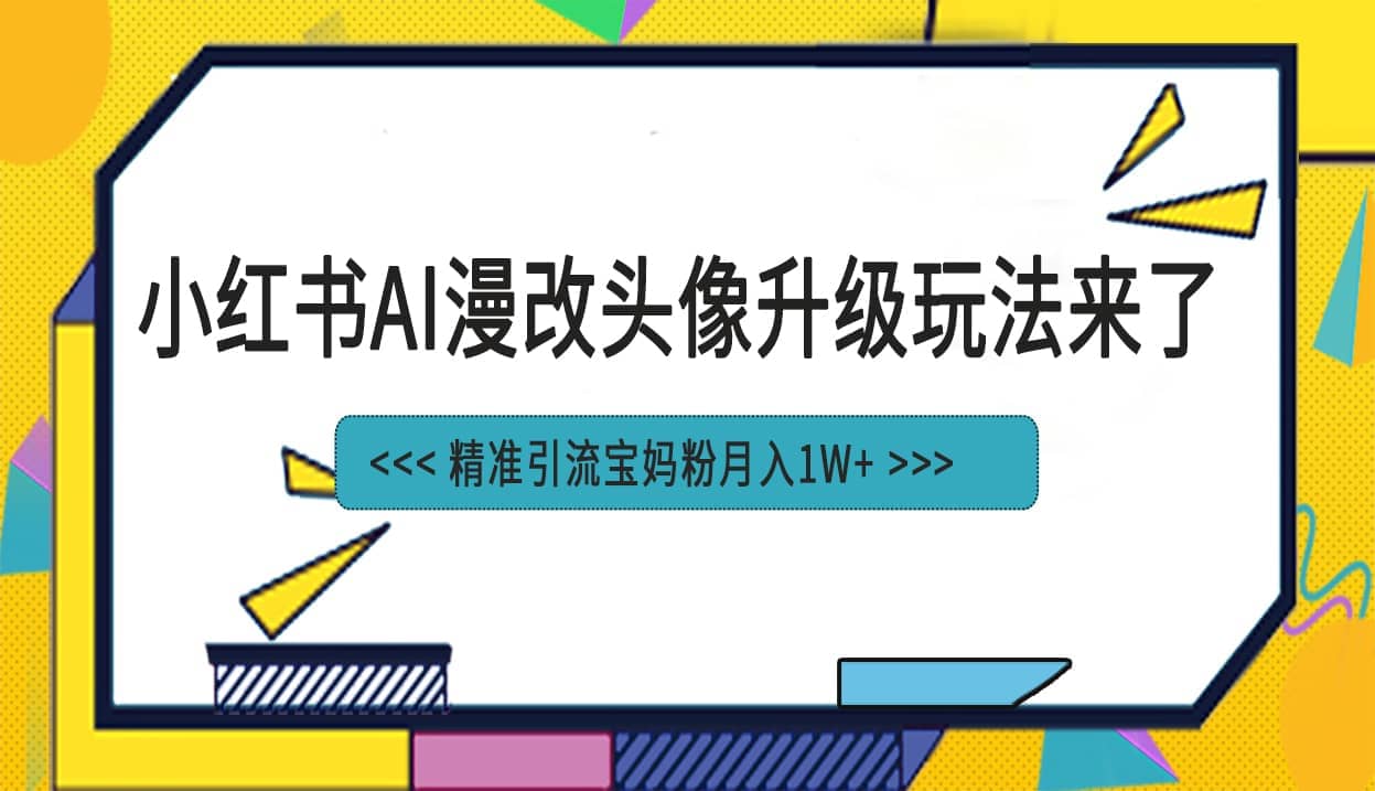 小红书最新AI漫改头像项目，精准引流宝妈粉，月入1w-启创网