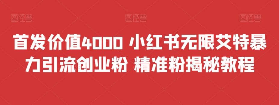 首发价值4000 小红书无限艾特暴力引流创业粉 精准粉揭秘教程-启创网