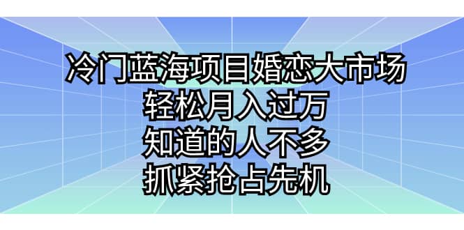 冷门蓝海项目婚恋大市场，轻松月入过万，知道的人不多，抓紧抢占先机-启创网