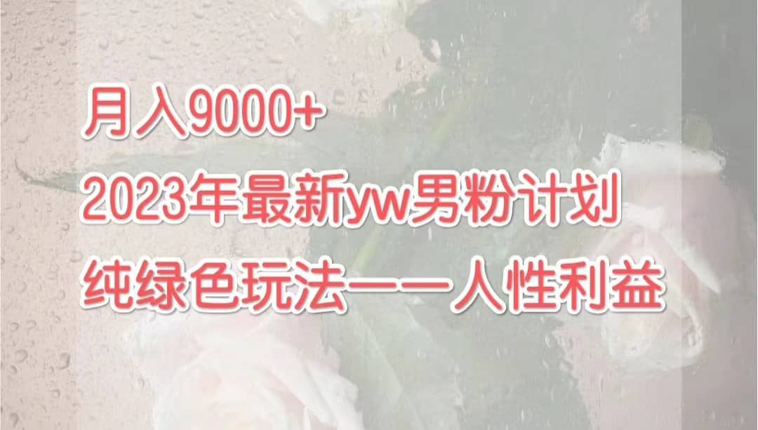 月入9000 2023年9月最新yw男粉计划绿色玩法——人性之利益-启创网