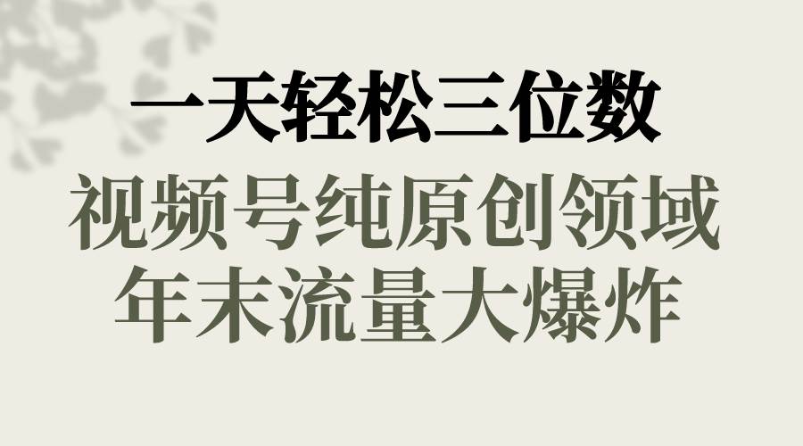 一天轻松三位数，视频号纯原创领域，春节童子送祝福，年末流量大爆炸-启创网