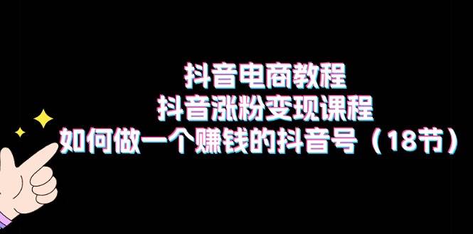 抖音电商教程：抖音涨粉变现课程：如何做一个赚钱的抖音号（18节）-启创网